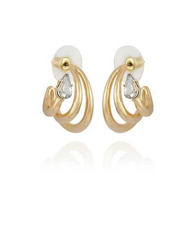 Vince Camuto Gold-Tone and Crystal Small Hoop Earring with Stones