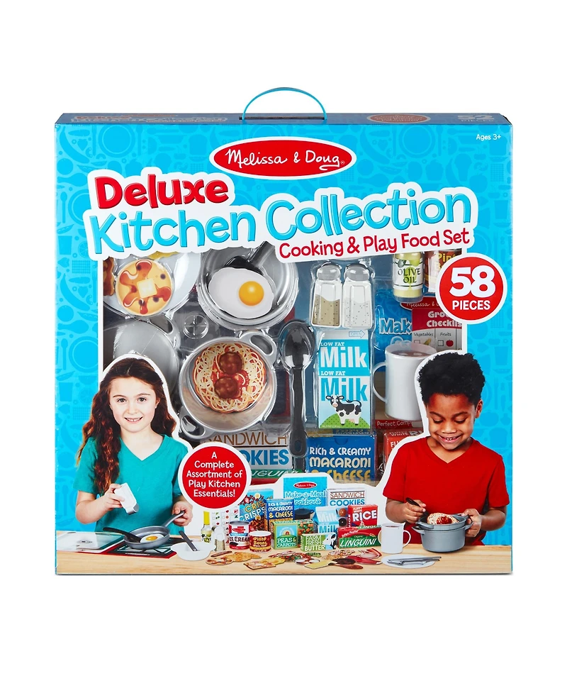 Melissa and Doug Deluxe Kitchen Collection Cooking Play Food Set 58 Pieces Set
