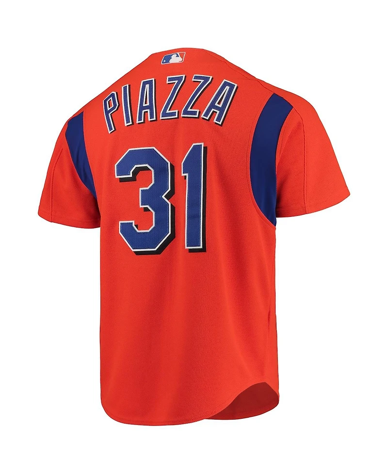Men's Mitchell & Ness Mike Piazza Orange New York Mets Cooperstown Collection Mesh Batting Practice Jersey