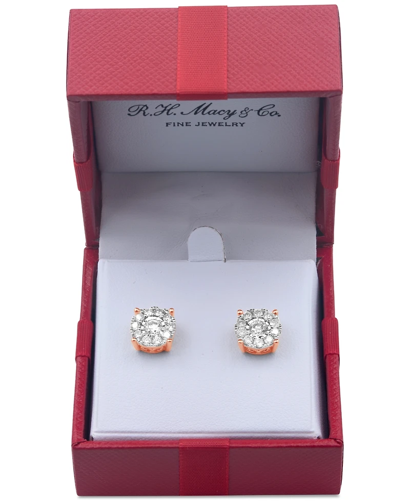 Diamond Halo Stud Earrings (1 ct. t.w.) 14k Gold, White Gold or Rose