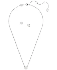 Swarovski Silver-Tone 2-Pc. Set Crystal Earrings and Necklace, 14-7/8" + 2" extender