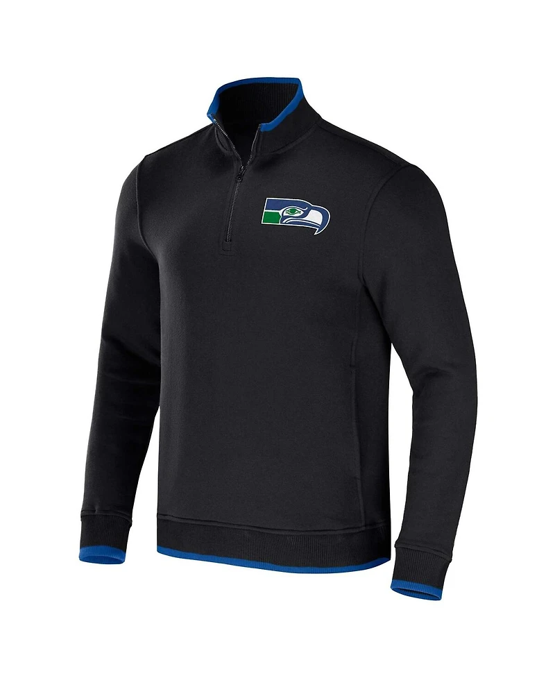 Men's Nfl x Darius Rucker Collection by Fanatics Black Seattle Seahawks Logo Quarter-Zip Top