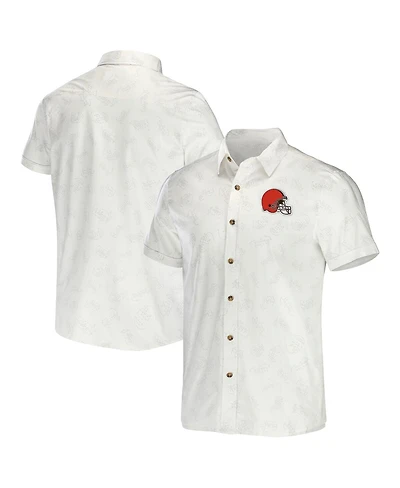 Men's Nfl x Darius Rucker Collection by Fanatics White Cleveland Browns Woven Button-Up T-shirt