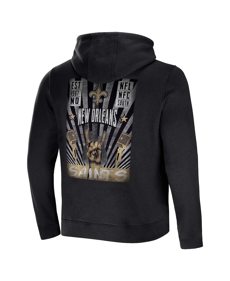 Men's Nfl x Darius Rucker Collection by Fanatics Black New Orleans Saints Rocker Full-Zip Hoodie