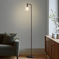 Elizabeth Modern Led Gold Floor Lamp with Glass Shade (66"), Edison Bulb Included