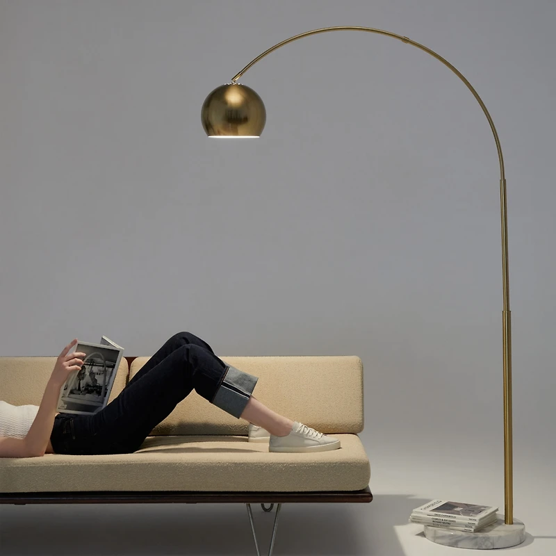 Olivia Led Contemporary Arc Floor Lamp with Heavy-Weighted Marble Base (75"), Bulb Included