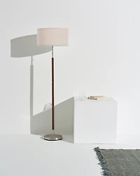 Carter 65" Led Classic Floor Lamp with Walnut Wood Finish