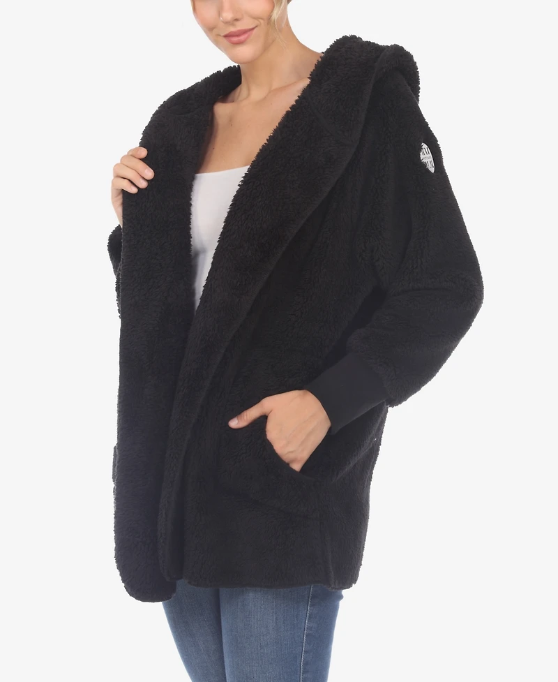 White Mark Women's Plush Hooded with Pockets Jacket