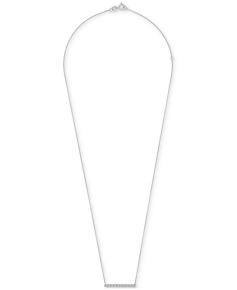 Wrapped Diamond Bar Pendant Necklace (1/6 ct. t.w.) 14K White Gold or Yellow Gold, 18" + 2" extender, Created for Macy's