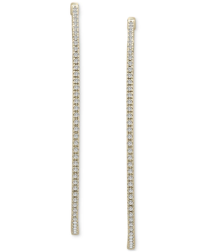 Wrapped Diamond Medium Hoop Earrings (1/4 ct. t.w.) in 14k Gold-Plated Sterling Silver, 1.5", Created for Macy's