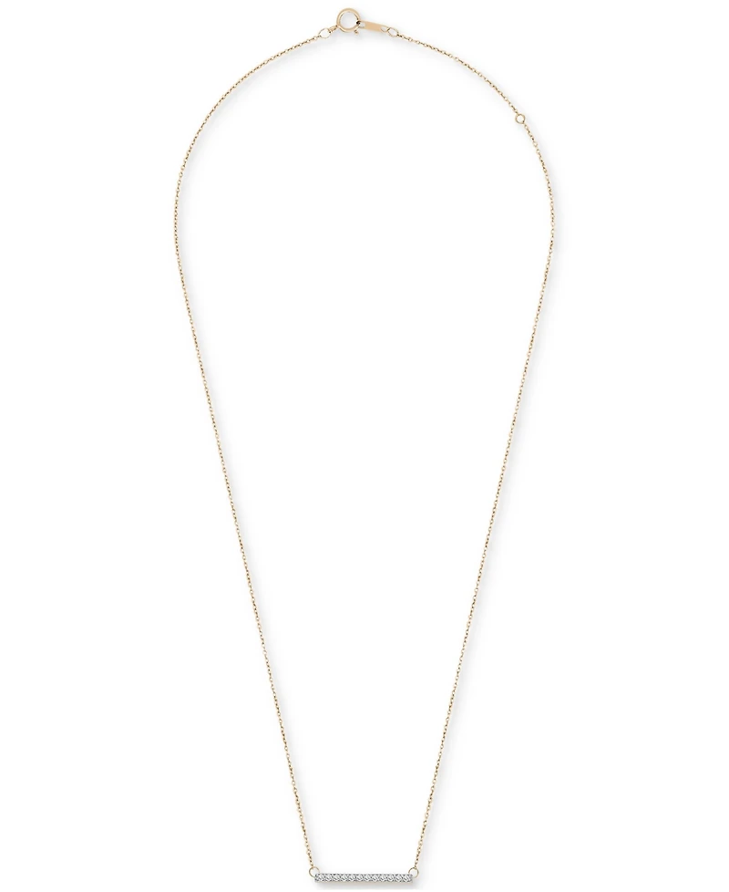 Wrapped Diamond Bar Pendant Necklace (1/6 ct. t.w.) in 14k White Gold or 14K Yellow Gold, 18" + 2" extender, Created for Macy's