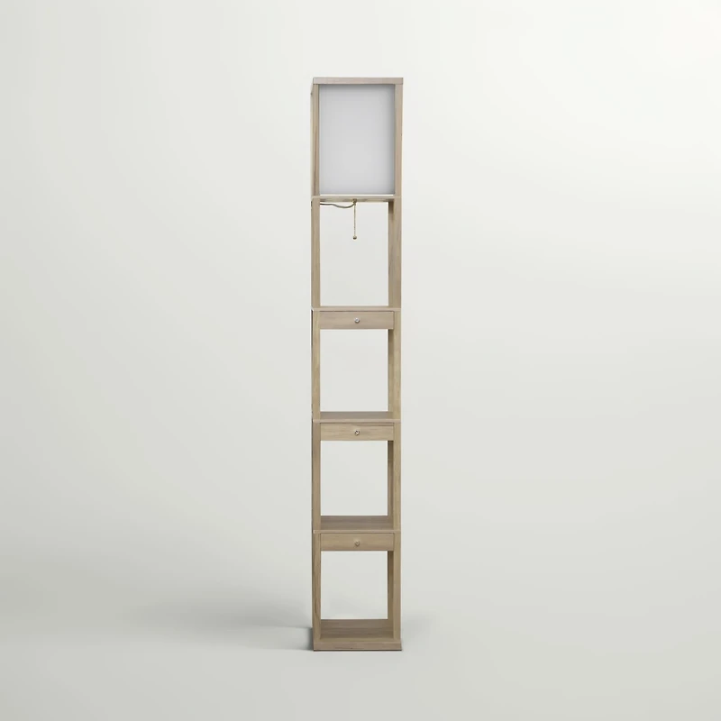 Maxwell Drawer 72" Led Shelf Floor Lamp with Lantern Shade