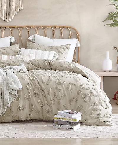 Peri Home Chenille Leopard Linen 3 Piece Comforter Set, Full/Queen