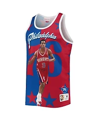 Men's Mitchell & Ness Allen Iverson Royal and Red Philadelphia 76ers Sublimated Player Tank Top