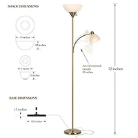 Sky Dome Plus 72" Led Torchiere Floor Lamp with 1 Reading Arm