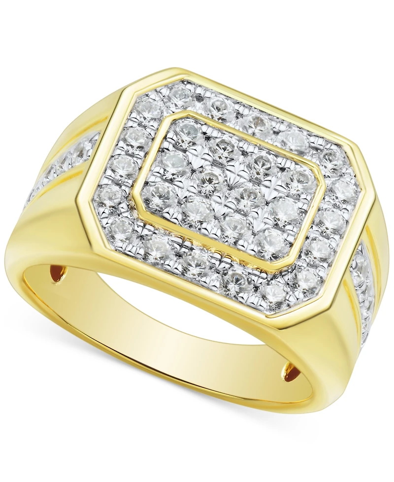 Grown With Love Men's Lab Grown Diamond Cluster Ring (1-1/2 ct. t.w.) in 10k Gold