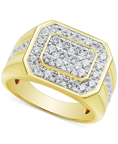 Grown With Love Men's Lab Grown Diamond Cluster Ring (1-1/2 ct. t.w.) in 10k Gold