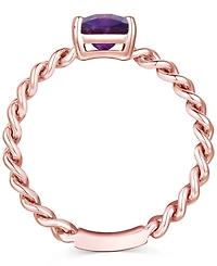 Amethyst Solitaire Chain Link Ring (7/8 ct. t.w.) 14k Rose Gold-Plated Sterling Silver (Also Blue Topaz, Emerald, Sapphire and Ruby)