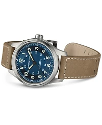 Hamilton Men's Swiss Automatic Khaki Field Brown Leather Strap Watch 42mm