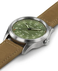 Hamilton Men's Swiss Automatic Khaki Field Brown Leather Strap Watch 38mm