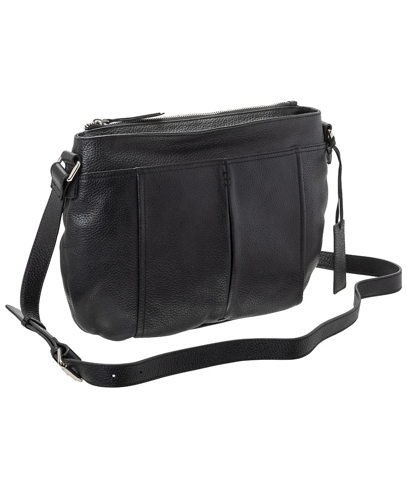 Mancini Women's Pebbled Scarlet Crossbody Hobo Bag