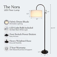 Nora Modern Led Arc Floor Lamp with Adjustable Height (68")