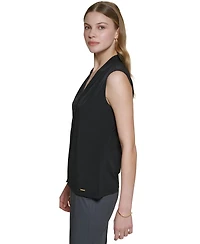 Calvin Klein Gathered V-Neck Sleeveless Top