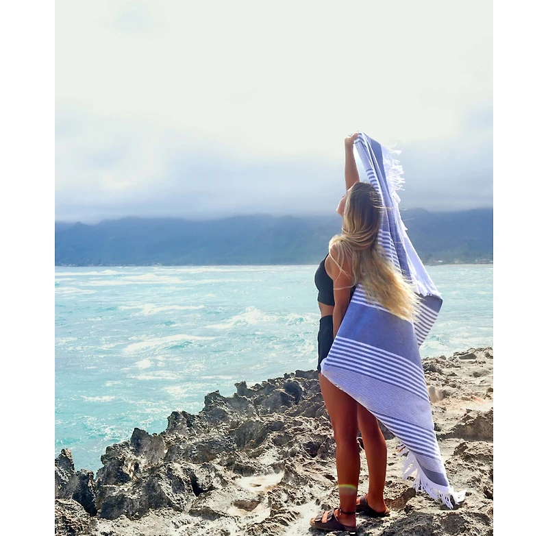 Delilah Home 100% Organic Cotton, Sand Resistant, Sunset Beach Towel, 36" x 70"