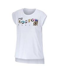 Women's Wear by Erin Andrews White Boston Bruins Greetings From Muscle T-shirt