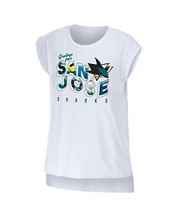 Women's Wear by Erin Andrews White San Jose Sharks Greetings From Muscle T-shirt