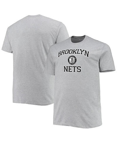 Men's Heathered Gray Brooklyn Nets Big and Tall Heart Soul T-shirt