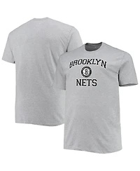 Men's Heathered Gray Brooklyn Nets Big and Tall Heart Soul T-shirt