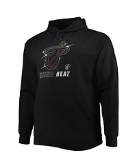 Men's Black Miami Heat Big and Tall Heart and Soul Pullover Hoodie