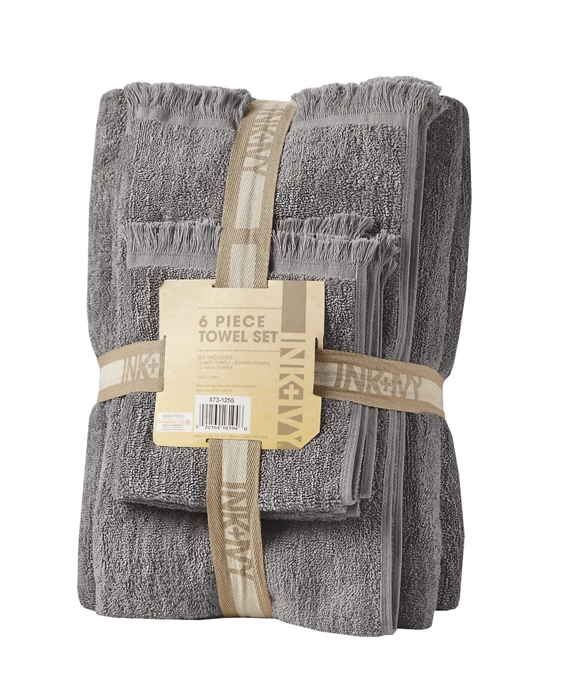 Closeout! Ink & Ivy Nova Dobby Slub 6 Piece Cotton Towel Set