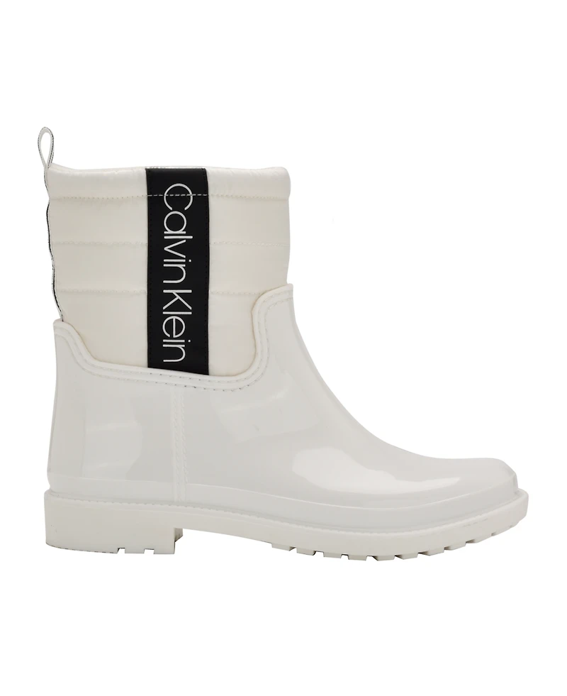 Calvin Klein Women's Sisely Pull-on Lug Sole Logo Cold Weather Rain Booties