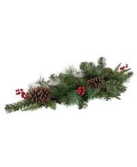 Northlight Decorated Artificial Pine Christmas Candle Holder Centerpiece, 32"
