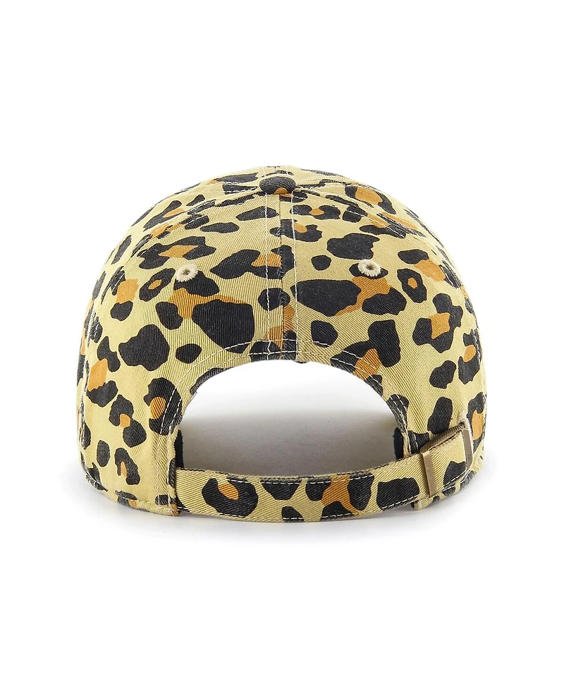 Women's '47 Brand Miami Marlins Tan Cheetah Clean Up Adjustable Hat