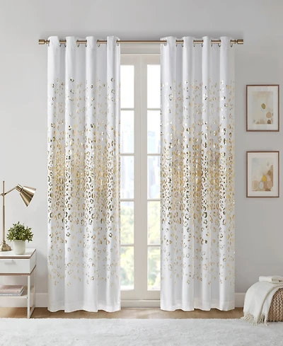 Intelligent Design Lillie Metallic Leopard Print Total Blackout Curtain 1 Panel for bedroom, Silver grommet top fit up to 1.25 inches rod Single Curta