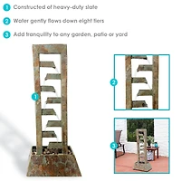 Sunnydaze Decor 49-Inch Stacked Slate Outdoor Water Fountain - Large Freestanding Waterfall Fountain for the Patio or Yard