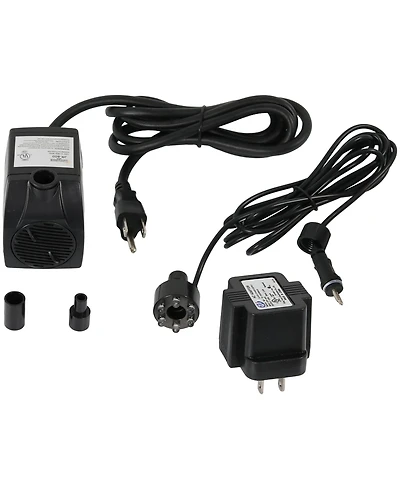200 Gph Pump for Outdoor Fountains, Aquariums, or Bird Baths - White Led Light and Transformer - 12 Volts