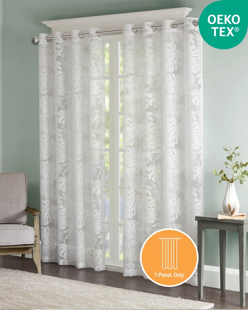 Madison Park Leilani Palm Leaf Burnout Window Sheer Curtain
