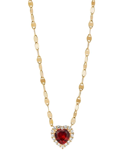 Lab-Grown Pink Sapphire (1-1/2 ct. t.w.) & Lab-Grown White Sapphire (1/4 ct. t.w.) Heart Pendant Necklace in 14k Gold-Plated Sterling Silver, 16" + 2"