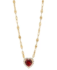 Lab-Grown Pink Sapphire (1-1/2 ct. t.w.) & Lab-Grown White Sapphire (1/4 ct. t.w.) Heart Pendant Necklace in 14k Gold-Plated Sterling Silver, 16" + 2"