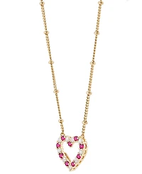 Lab-Grown Ruby (1/4 ct. t.w.) & Lab-Grown White Sapphire (1/4 ct. t.w.) Heart Pendant Necklace in 14k Gold-Plated Sterling Silver, 16" + 2" extender