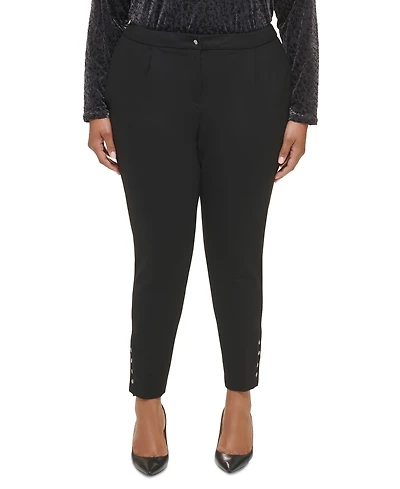 Calvin Klein Plus Size Ponte Pleated Slim-Leg Pants