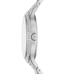 Michael Kors Women's Slim Runway Three-Hand Silver-Tone Stainless Steel Bracelet Watch 38mm