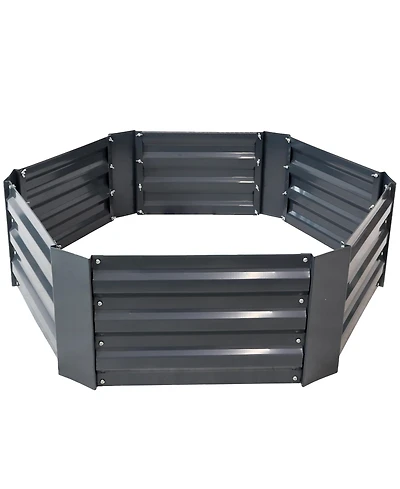 11.75" H Raised Metal Garden Bed - Galvanized Raised Garden Bed Outdoor for Vegetables and Flowers - Dark Gray - Hexagon