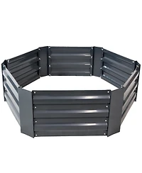 11.75" H Raised Metal Garden Bed - Galvanized Raised Garden Bed Outdoor for Vegetables and Flowers - Dark Gray - Hexagon