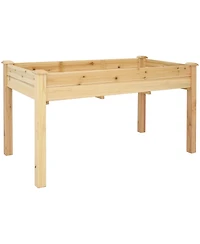 48.5-Inch Wood Raised Garden Bed - Outdoor Rectangular Elevated Planter Box with 2 Drainage Holes