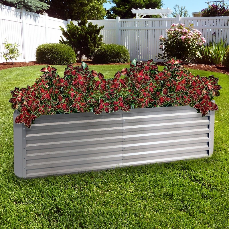 71-Inch Rectangular Raised Garden Bed - Galvalume Steel Vegetable Flower Bed Planter Kit - Silver